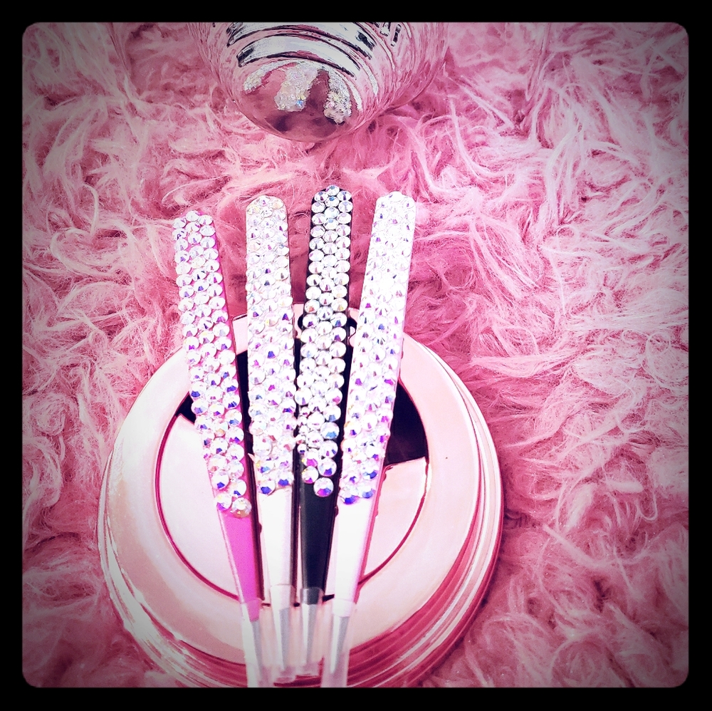 4 Tweezers swarovski: Rose Gold, Black,Res & Pink